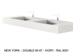 Plan double vasque bassin Design 60 cm, sur mesure, L. 160 à 200 cm x P. 40 à 60 cm, résine minérale ACRYSTONE® SOLID-SURFACE Finition lisse, Livraison Offerte et Rapide.
